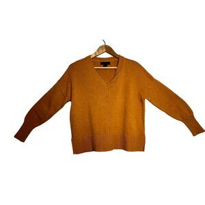 Tahari  US Small Sweater V-neck Mustard Yellow Long Sleeve Side Slits